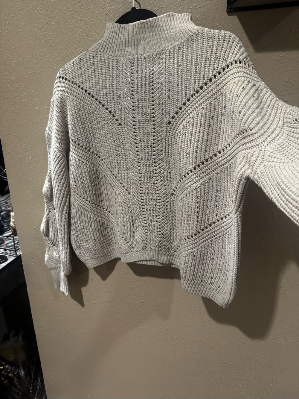 Light Ivory Mock-Neck Knit Pullover Sweater